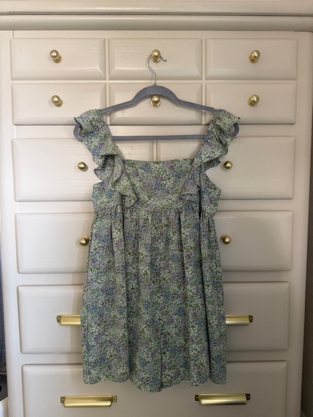 Storia Green Floral Ruffle Mini Romper